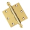 Embassy 3-1/2 x 3-1/2 Solid Brass Ball Bearing Hinge, Polished Brass Finish with Acorn Tips 3535BBUS3A-1 - alternate 1